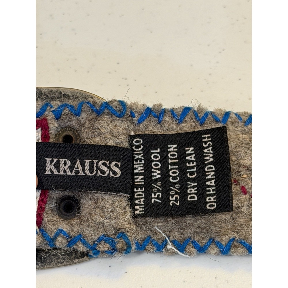 Jenny Krauss Wool Belt Embroidered Floral Boho Medium Made Peru Sundance - Picture 4 of 5